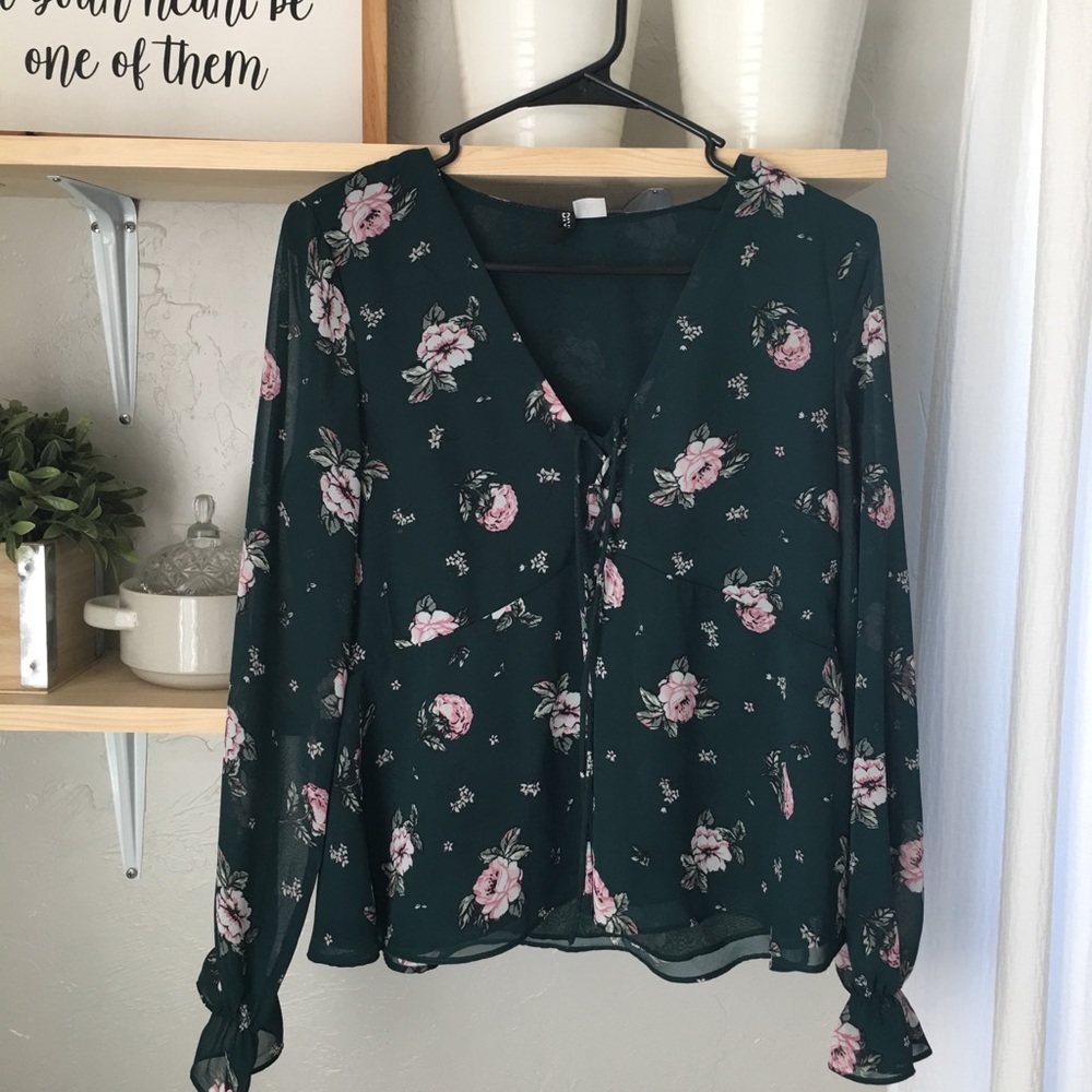 Army green floral print shirt!